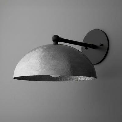 Matte black domed metal wall sconce with round backplate and minimalist arm. - SCONCE MODEL NO. 3164