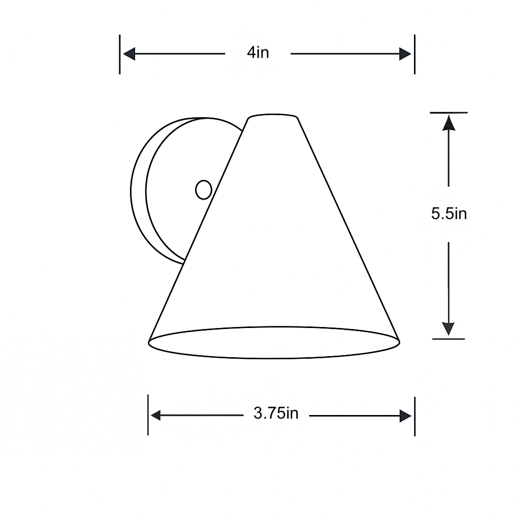 Wall sconce with conical shade, 5.5 inches tall and 4 inches wide at the top, 3.75 inches wide at the bottom. - SCONCE MODEL NO. 5950