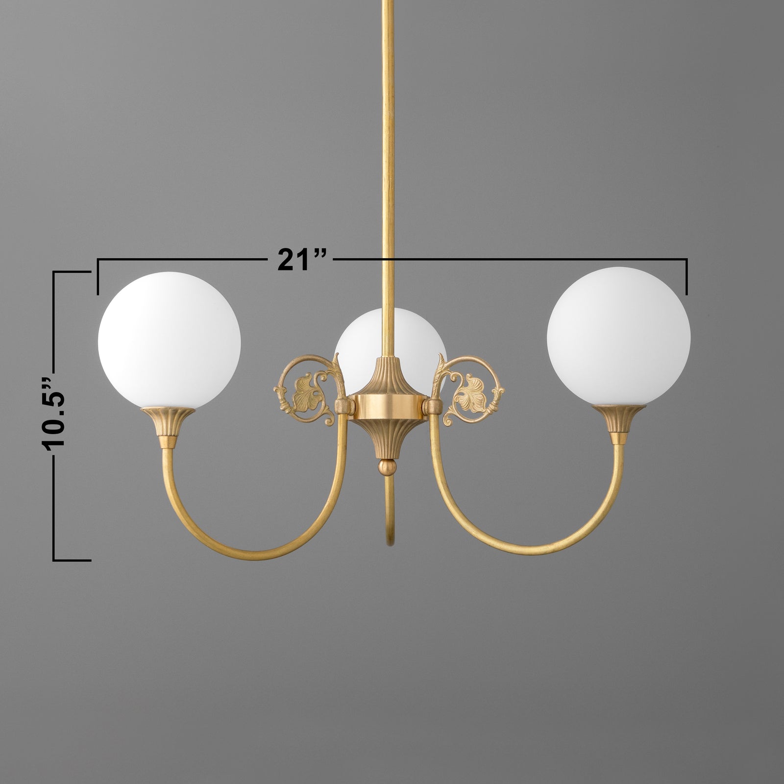 Chandelier dimensions: 21 in wide, 10.5 in tall, 19 in deep. - CHANDELIER MODEL NO. 0835
