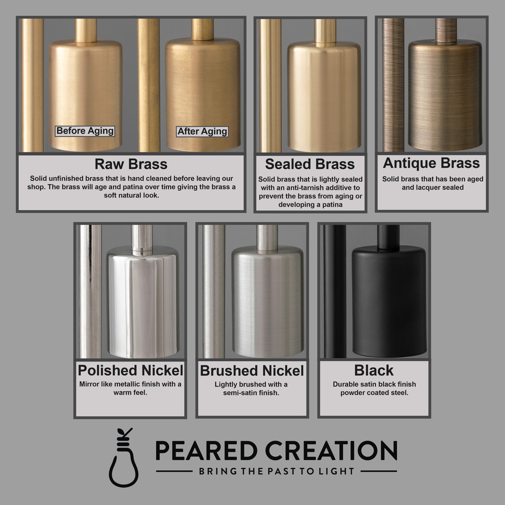 Set of six modern wall sconces in Raw Brass, Sealed Brass, Antique Brass, Polished Nickel, Brushed Nickel, and Black finishes. - SCONCE MODEL NO. 6414