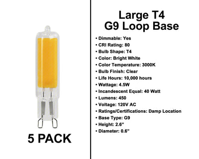 G9 Socket Bulbs - 5 Pack