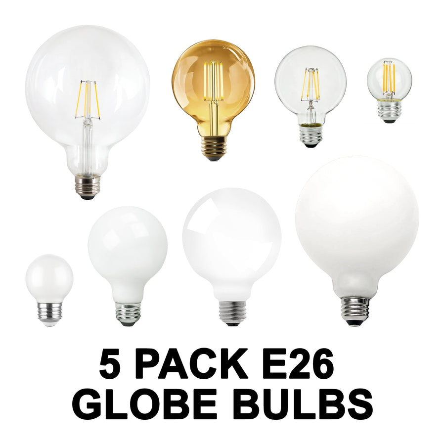 E26 Socket Globe Bulbs - 5 Pack