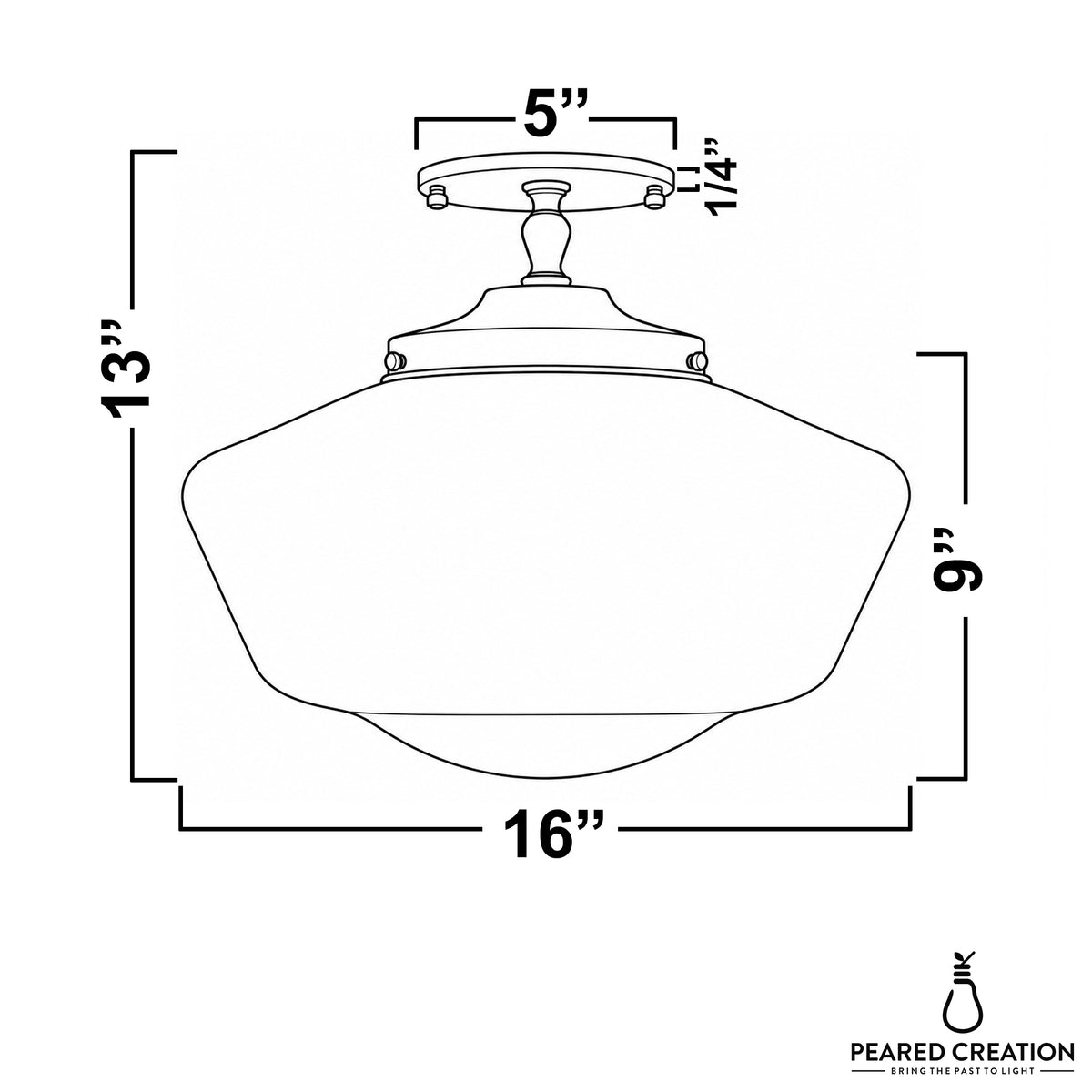 Ceiling light dimensions: 16 in wide, 13 in tall, 16 in deep. - CEILING LIGHT MODEL NO. 3925