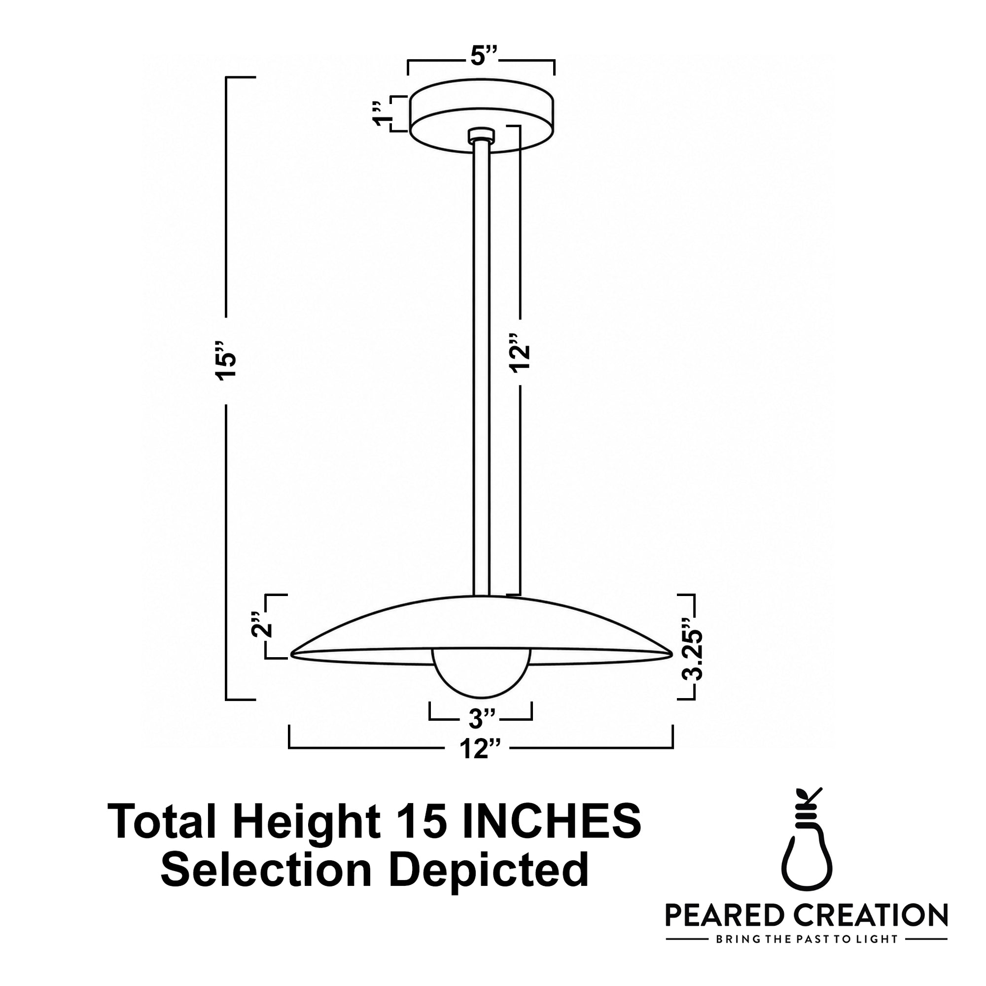 Mid-century modern pendant light with 12-inch wide flat disc shade and 15-inch total height. - PENDANT MODEL NO. 4085