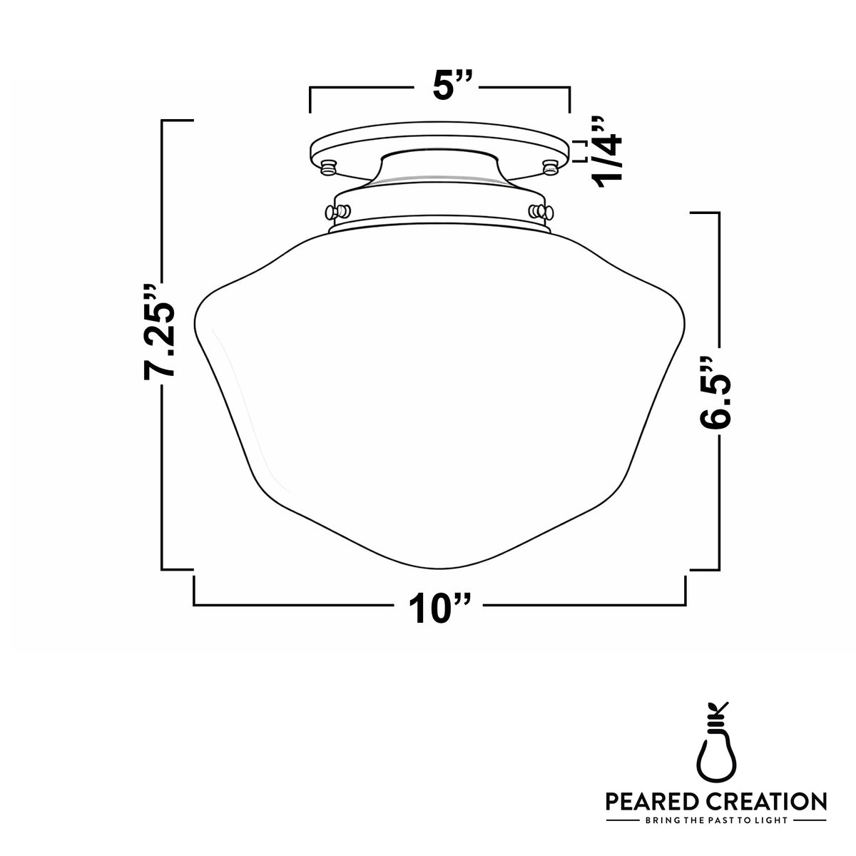 Art Deco flush mount ceiling light with a white globe shade and 5-inch brass base. - CEILING LIGHT MODEL NO. 4340