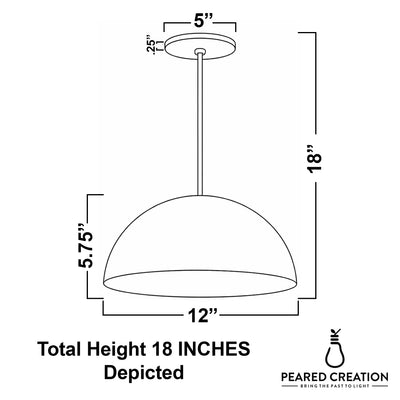 Industrial-style pendant light with a 12-inch wide dome-shaped metal shade in matte finish, 18-inch total height with. - PENDANT MODEL NO. 6673