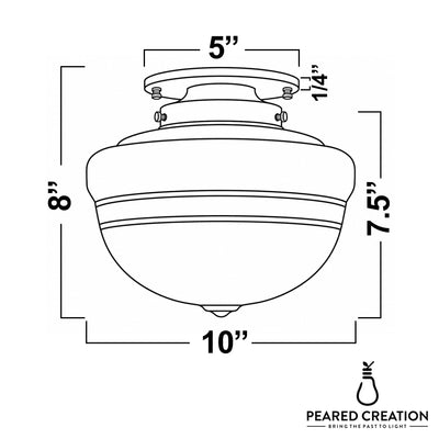 Art Deco flush mount ceiling light with frosted globe and metal base, 10-inch diameter. - CEILING LIGHT MODEL NO. 9927