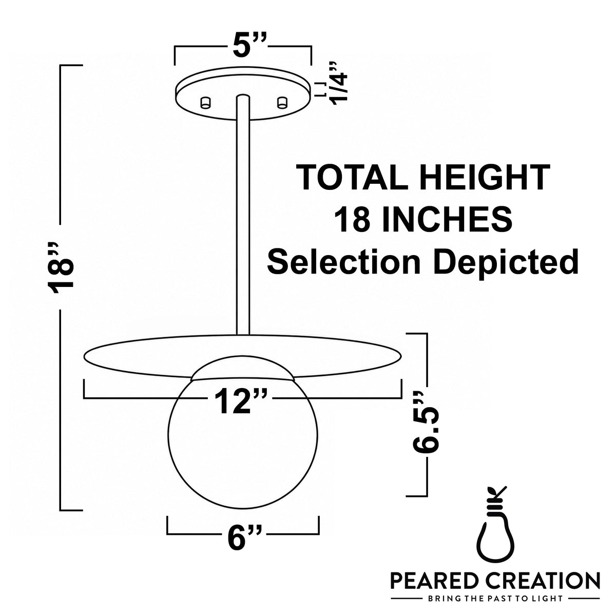 Scandinavian-style pendant light with 12-inch circular metal frame and 6-inch frosted globe shade, 18-inch total height. - PENDANT MODEL NO. 8548