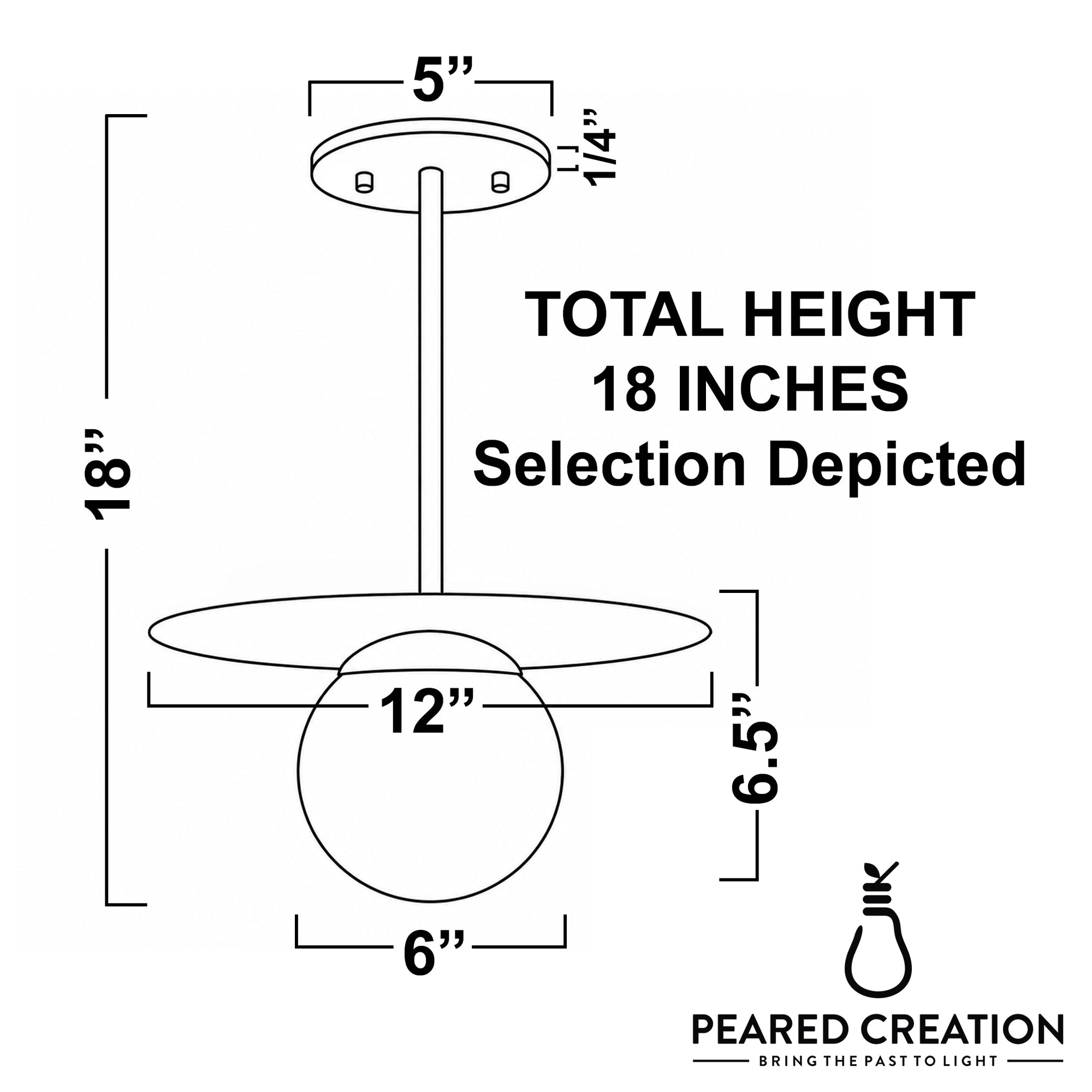 Scandinavian-style pendant light with 12-inch circular metal frame and 6-inch frosted globe shade, 18-inch total height. - PENDANT MODEL NO. 8548