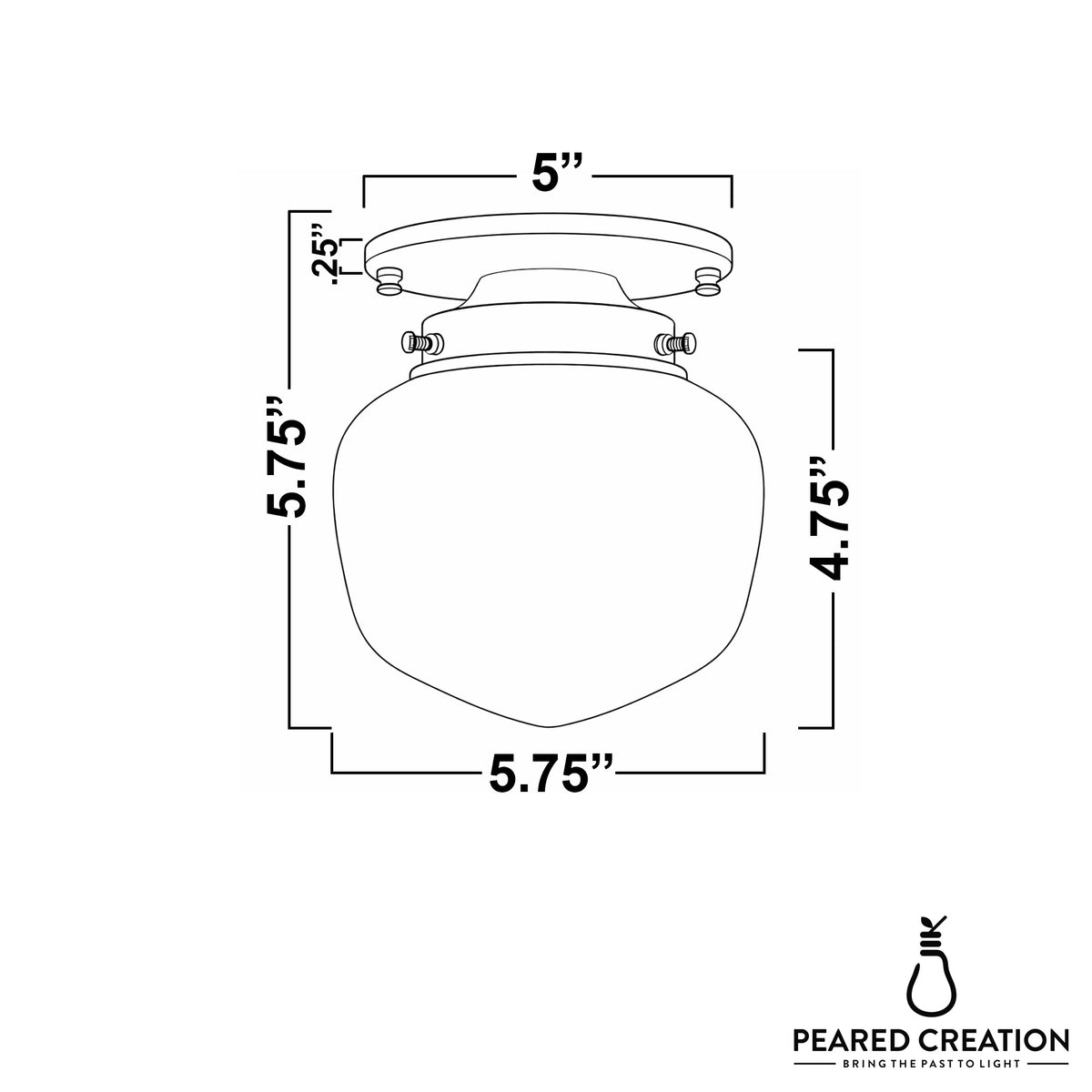 Ceiling light dimensions: 5.75 in wide, 5.75 in tall, 5.75 in deep. - CEILING LIGHT MODEL NO. 2019