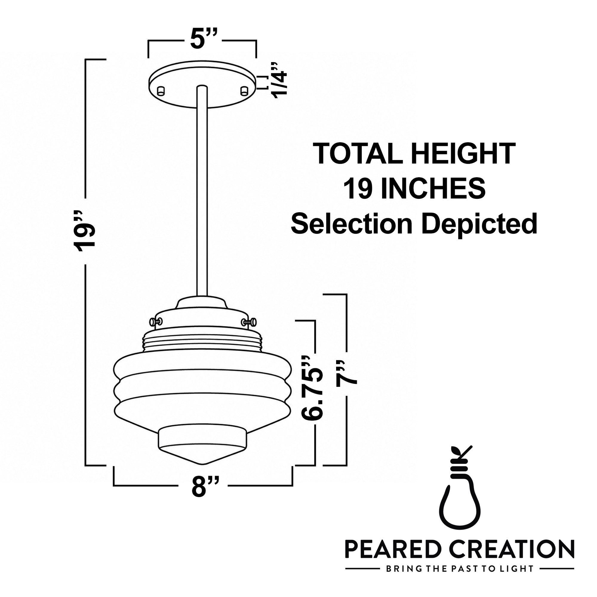 Art Deco style single-bulb pendant light with layered globe design, white and frosted glass, 19-inch height. - PENDANT MODEL NO. 6388