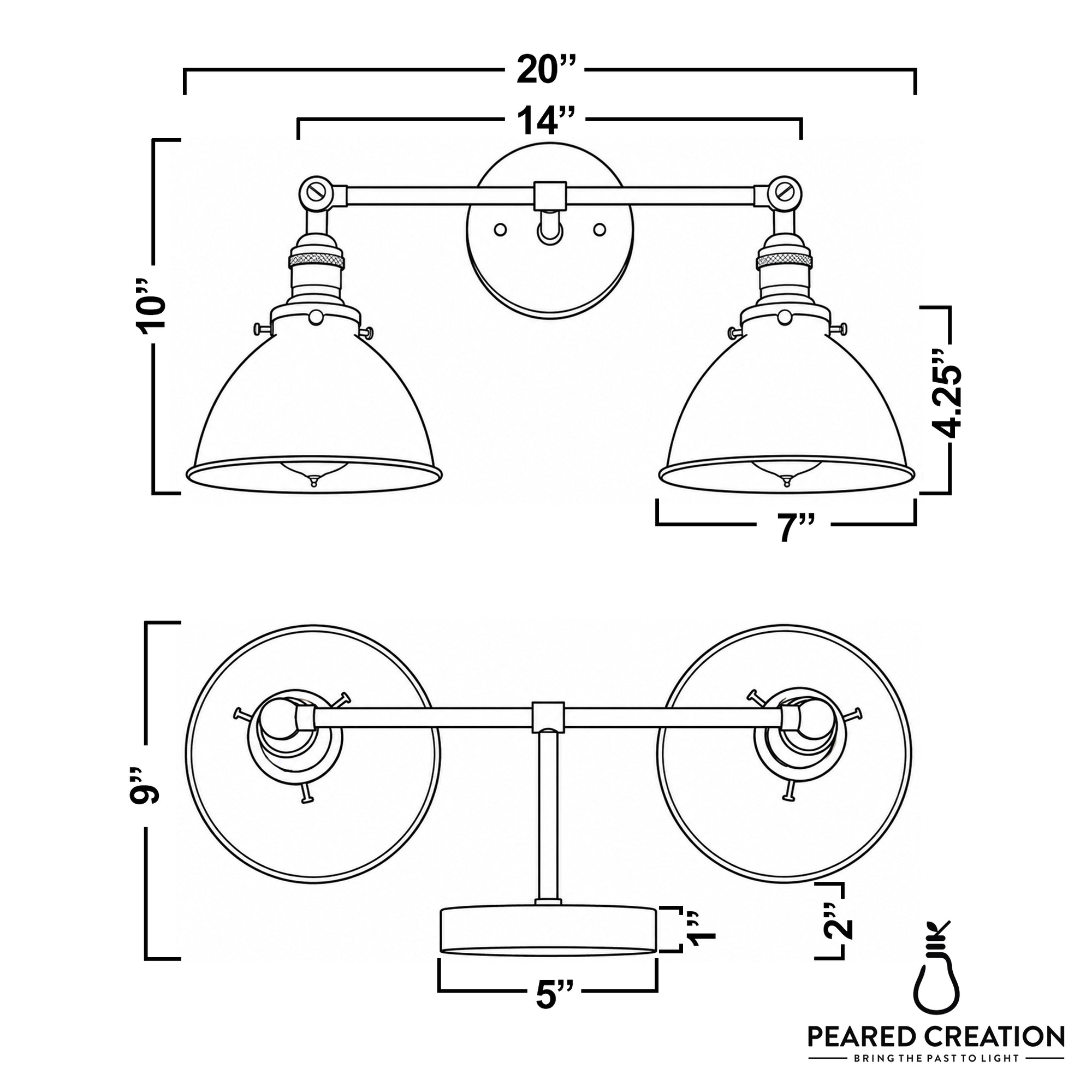 Industrial style 2-light wall sconce with adjustable metal shades and round backplates in matte finish. - SCONCE MODEL NO. 8791