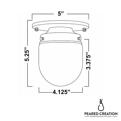 White globe flush mount ceiling light with smooth rounded glass and metal base, 5-inch diameter. - CEILING LIGHT MODEL NO. 9535