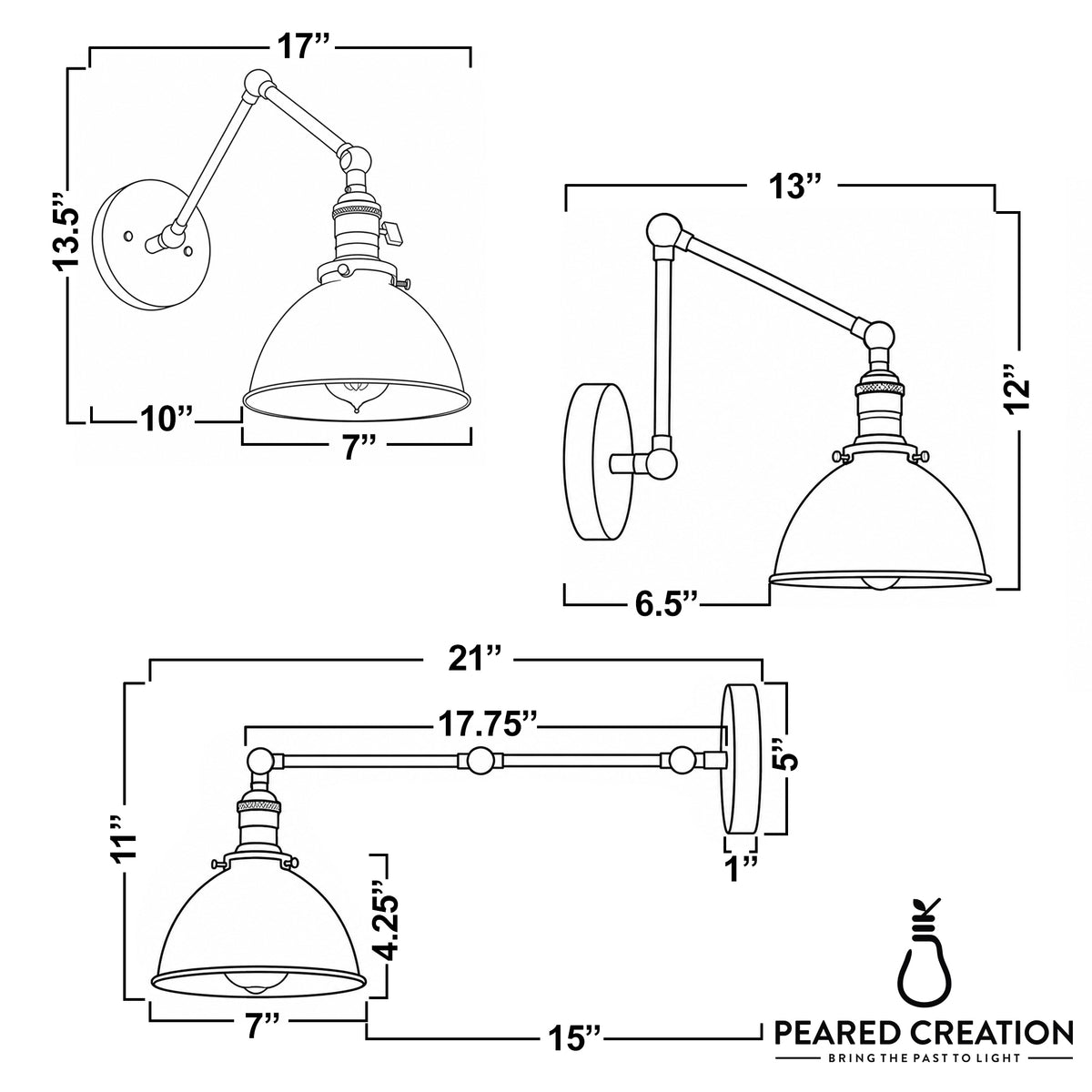 Industrial-style adjustable metal wall sconce with dome-shaped shade in matte gray. - SCONCE MODEL NO. 8551