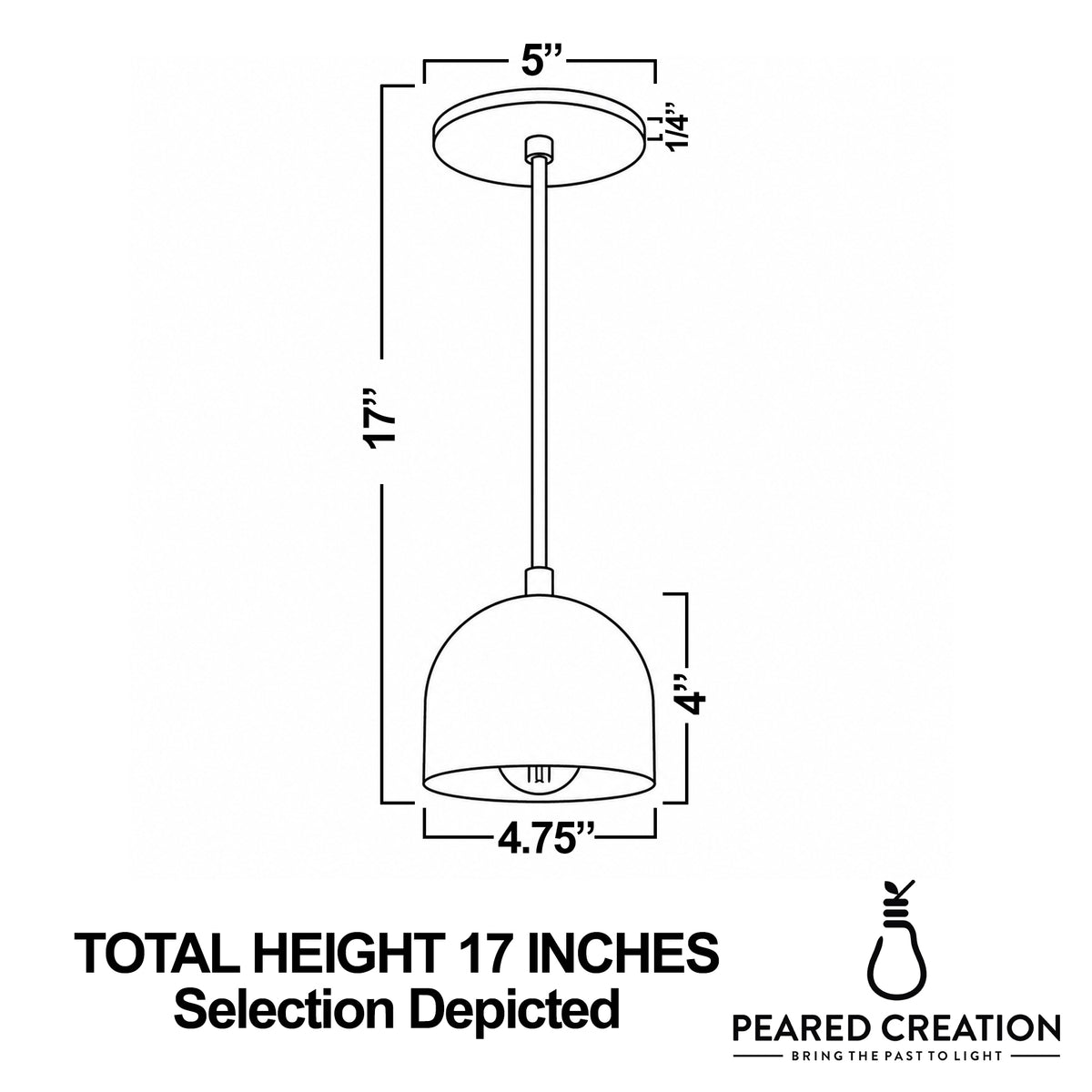 White deep ball-shaped pendant light with 5-inch ceiling mount and 17-inch drop rod. - PENDANT MODEL NO. 8906