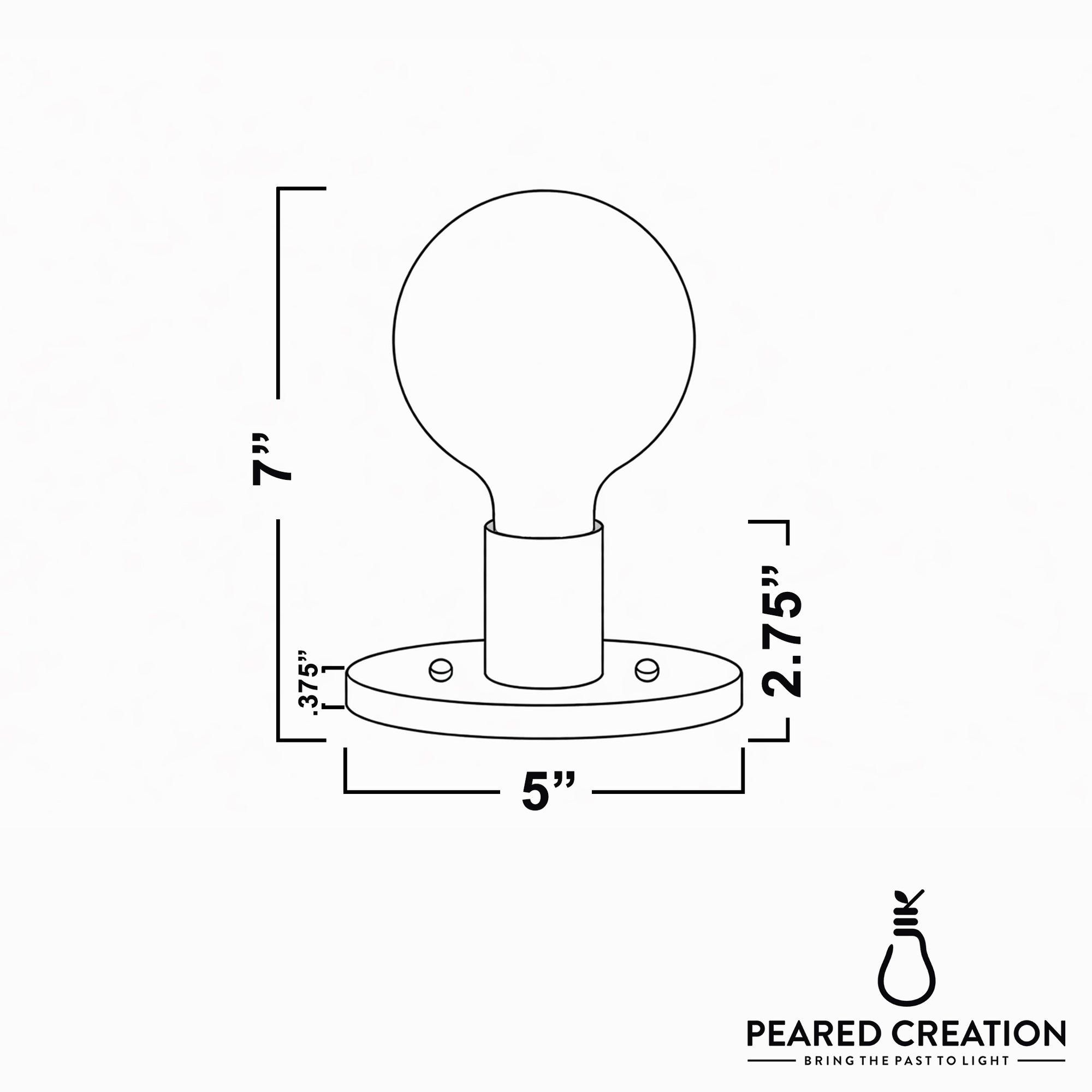 White round bulb mounted on a short cylindrical white base attached to a 5-inch oval white metal plate with two screw holes. - SCONCE MODEL NO. 4460