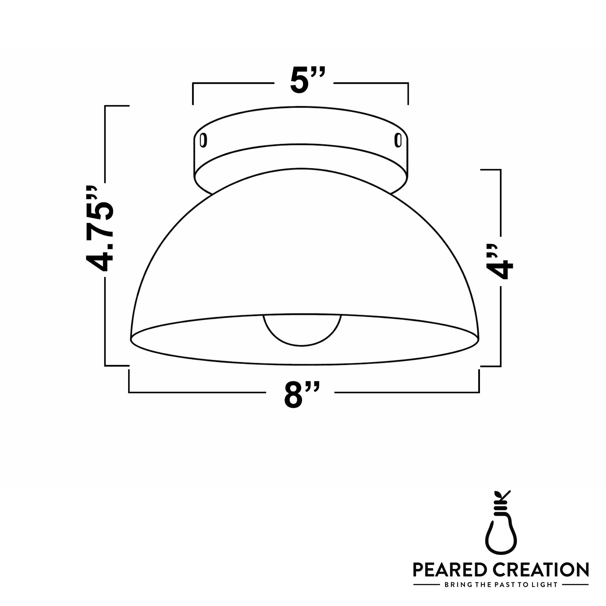 White dome-shaped flush mount ceiling sconce with exposed bulb and round base, Scandinavian style. - SCONCE MODEL NO. 9105