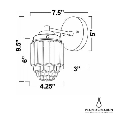 Art Deco style 1-bulb wall sconce with tiered globe glass shade and round backplate in black finish. - SCONCE MODEL NO. 6130