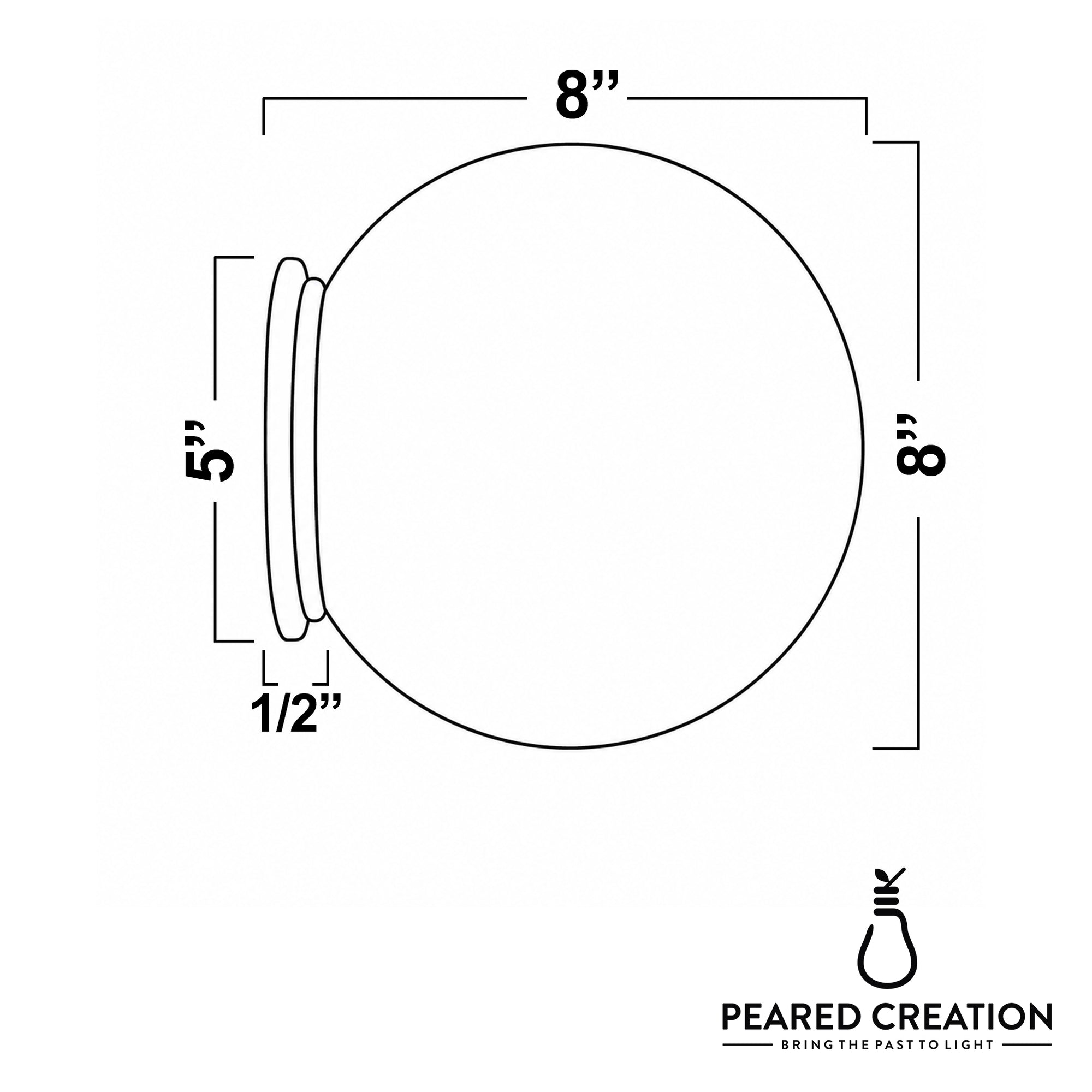 White frosted glass globe sconce with round brass base and flush wall mount, 8-inch diameter. - SCONCE MODEL NO. 4037