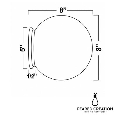 White frosted glass globe sconce with round brass base and flush wall mount, 8-inch diameter. - SCONCE MODEL NO. 4037