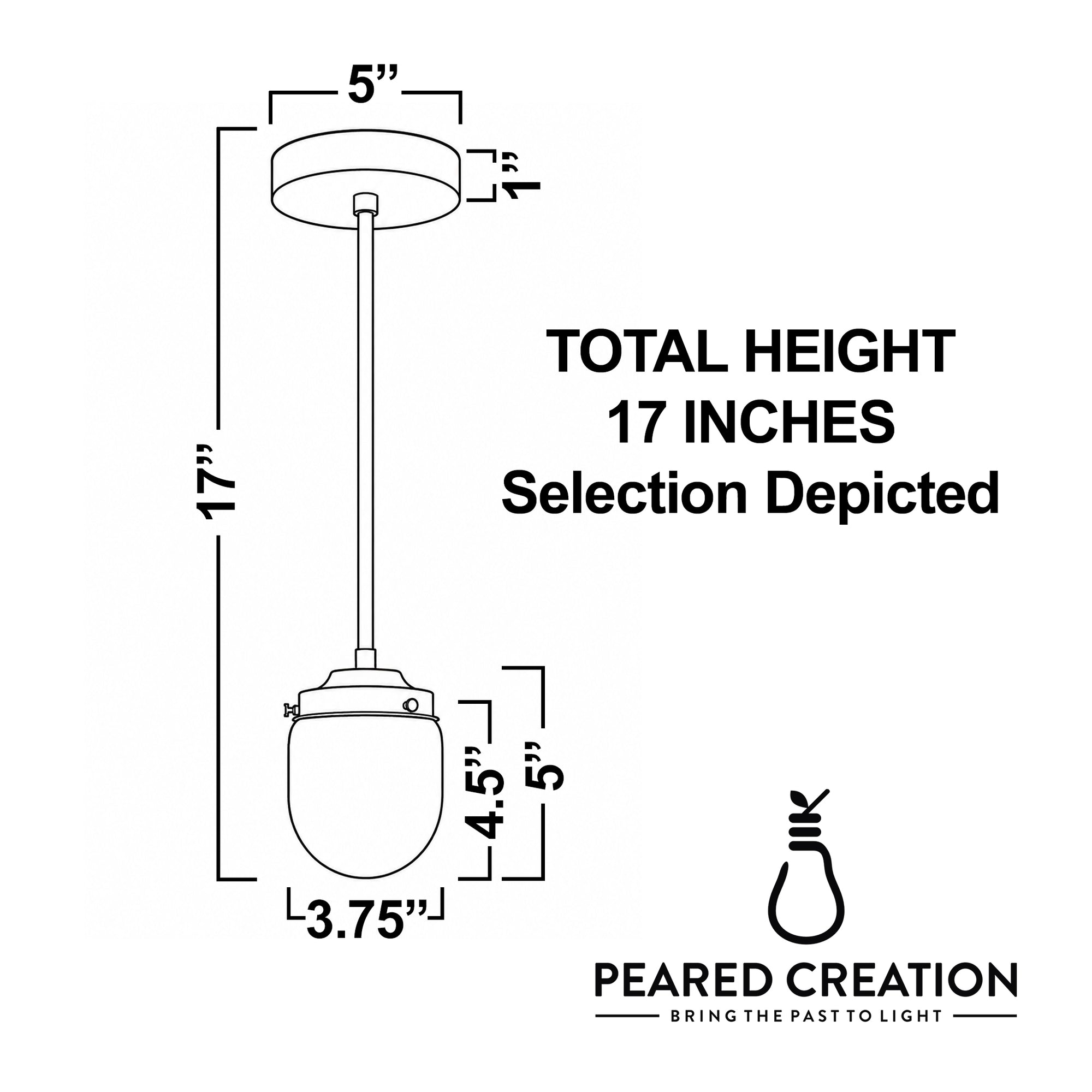 Mid-century modern pendant light with white globe shade and matte brass fixture, 17-inch height. - PENDANT MODEL NO. 5955