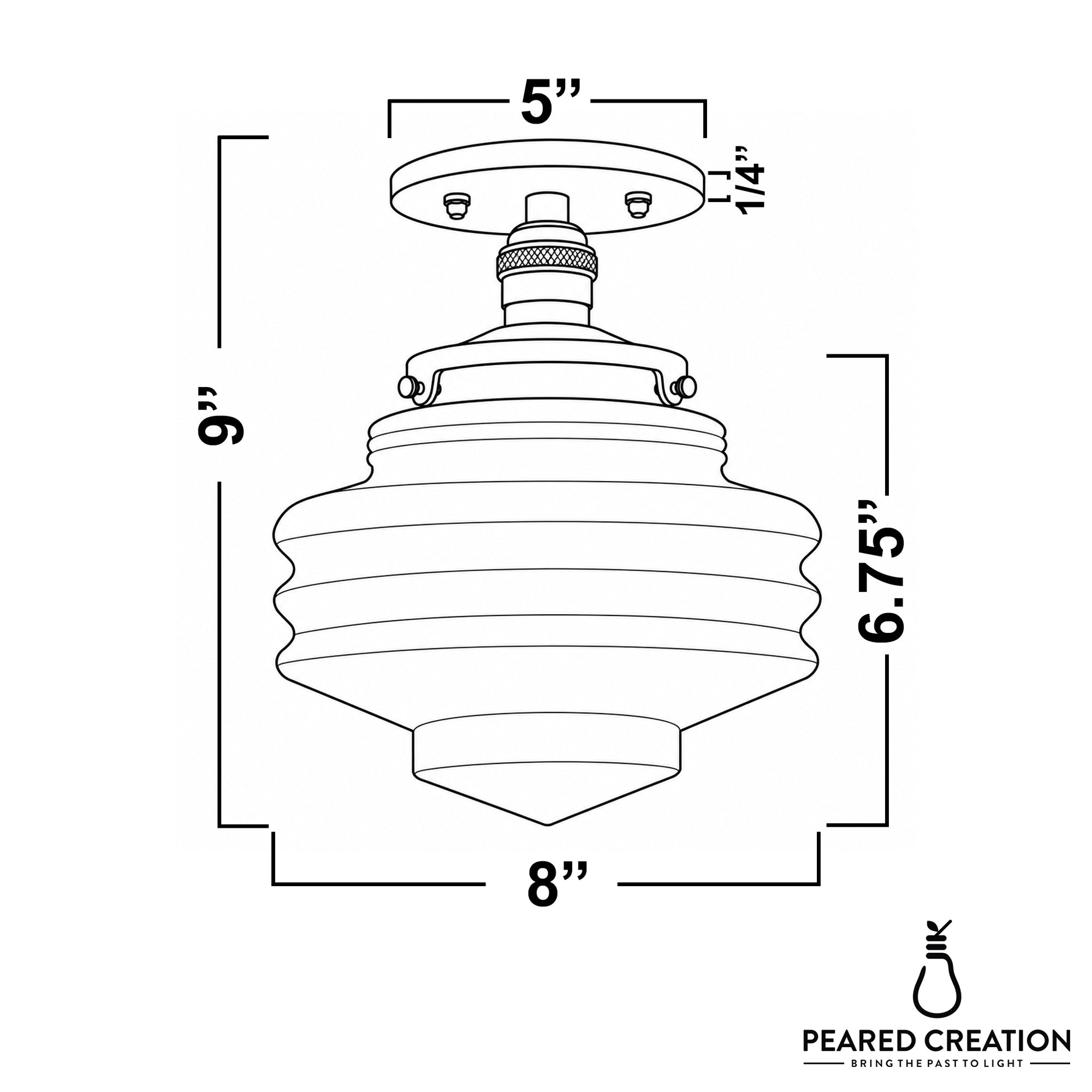 White ribbed glass globe ceiling light with stepped design and semi-flush metal mount in white. - CEILING LIGHT MODEL NO. 8295