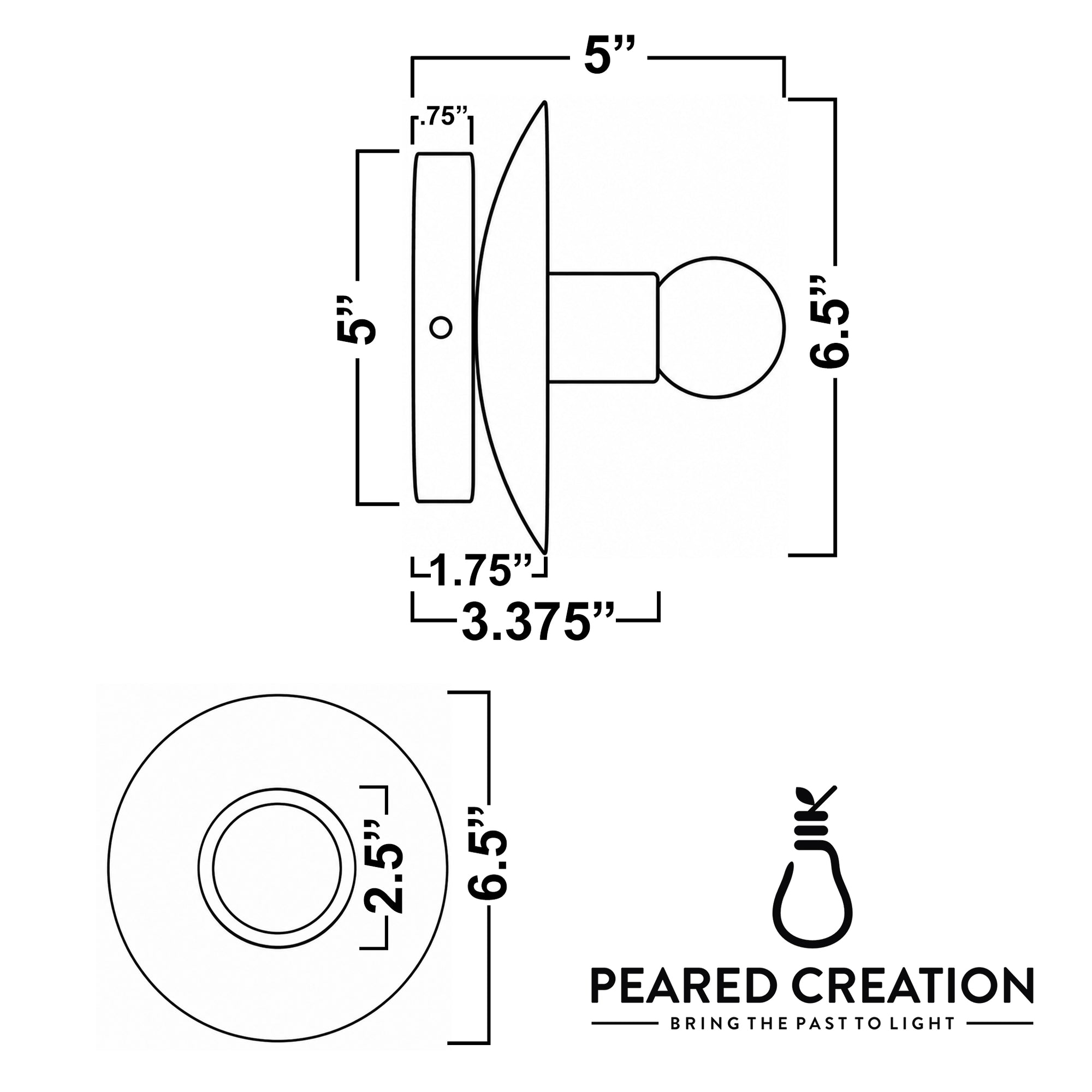 Round metal wall sconce with exposed bulb, matte finish, 6.5-inch diameter, 5-inch depth. - SCONCE MODEL NO. 7004