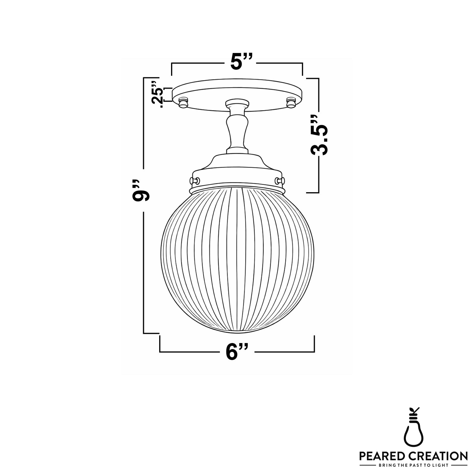 Ceiling light dimensions: 6 in wide, 9 in tall, 6 in deep. - CEILING LIGHT MODEL NO. 9396