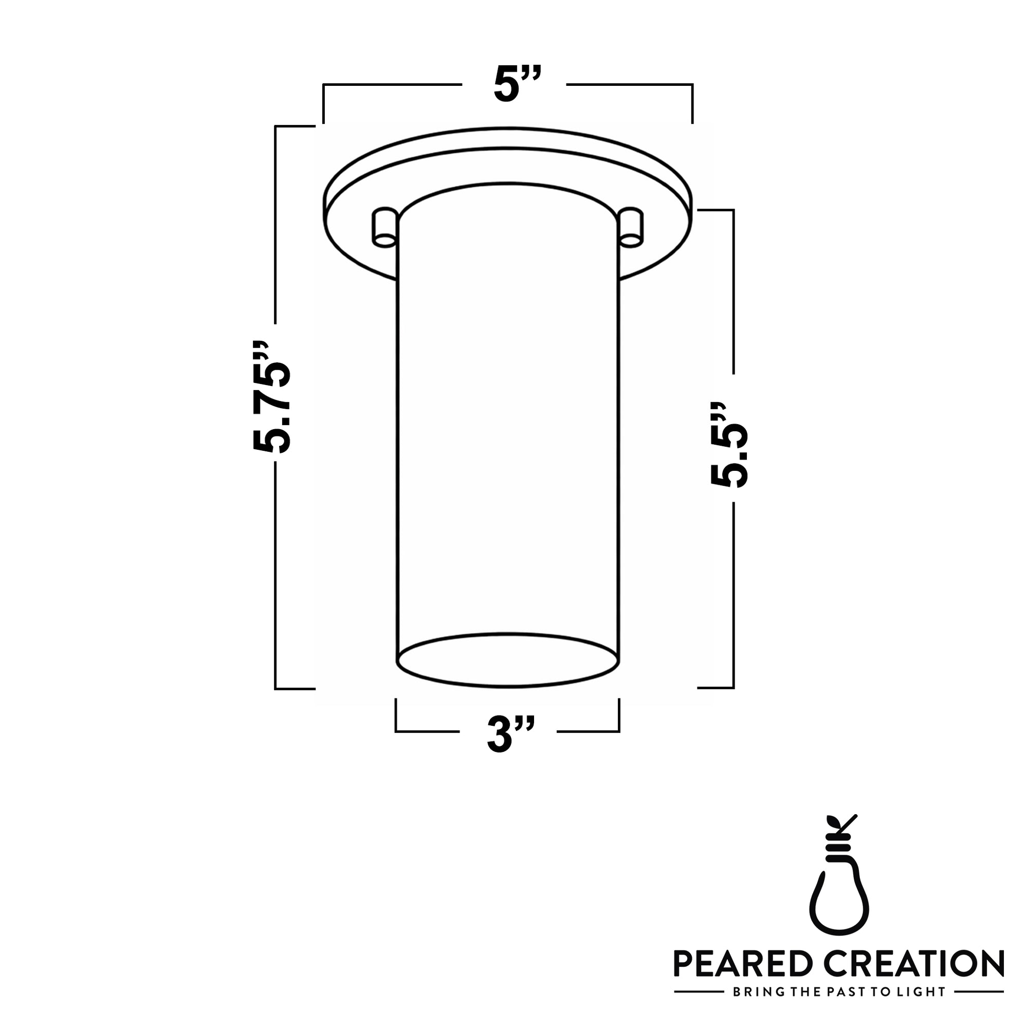 White cylindrical flush mount ceiling light with metal base and a sleek minimalist design, 5-inch diameter. - CEILING LIGHT MODEL NO. 4771