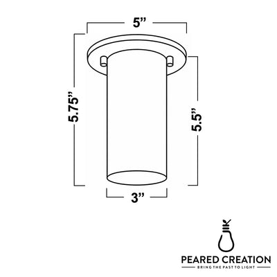 White cylindrical flush mount ceiling light with metal base and a sleek minimalist design, 5-inch diameter. - CEILING LIGHT MODEL NO. 4771