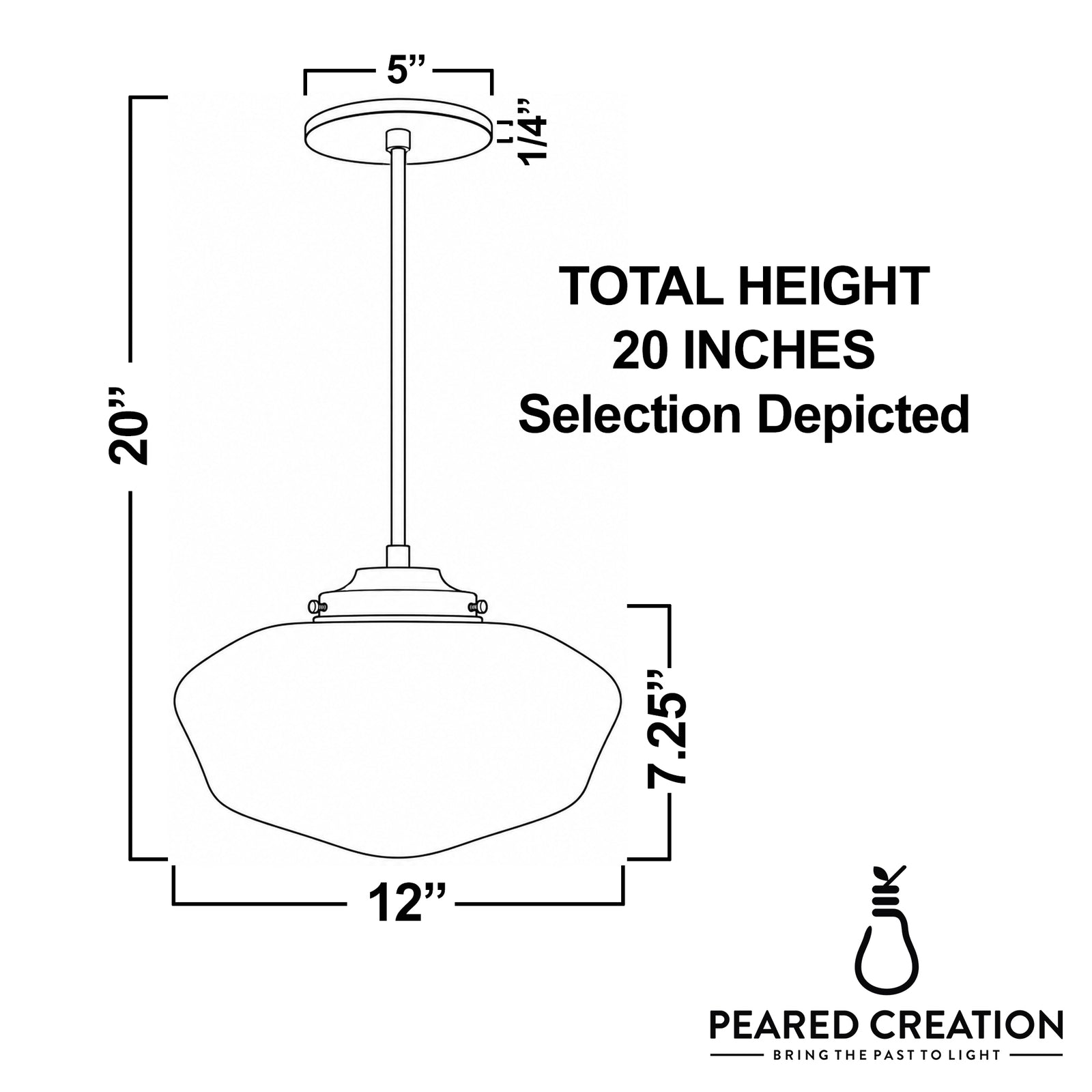 Pendant dimensions: 12 in wide, 20 in tall, 12 in deep. - PENDANT MODEL NO. 7253
