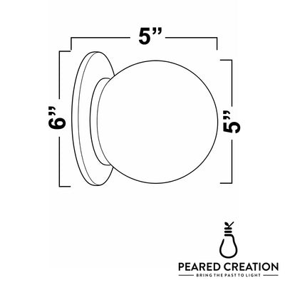 Mid-century modern wall sconce with a white globe shade and round gold backplate, measures 6x5 inches. - SCONCE MODEL NO. 9364