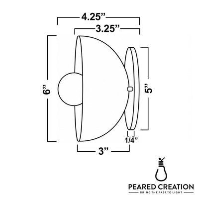 White half-dome Scandinavian wall sconce with round backplate and single exposed bulb design. - SCONCE MODEL NO. 4812