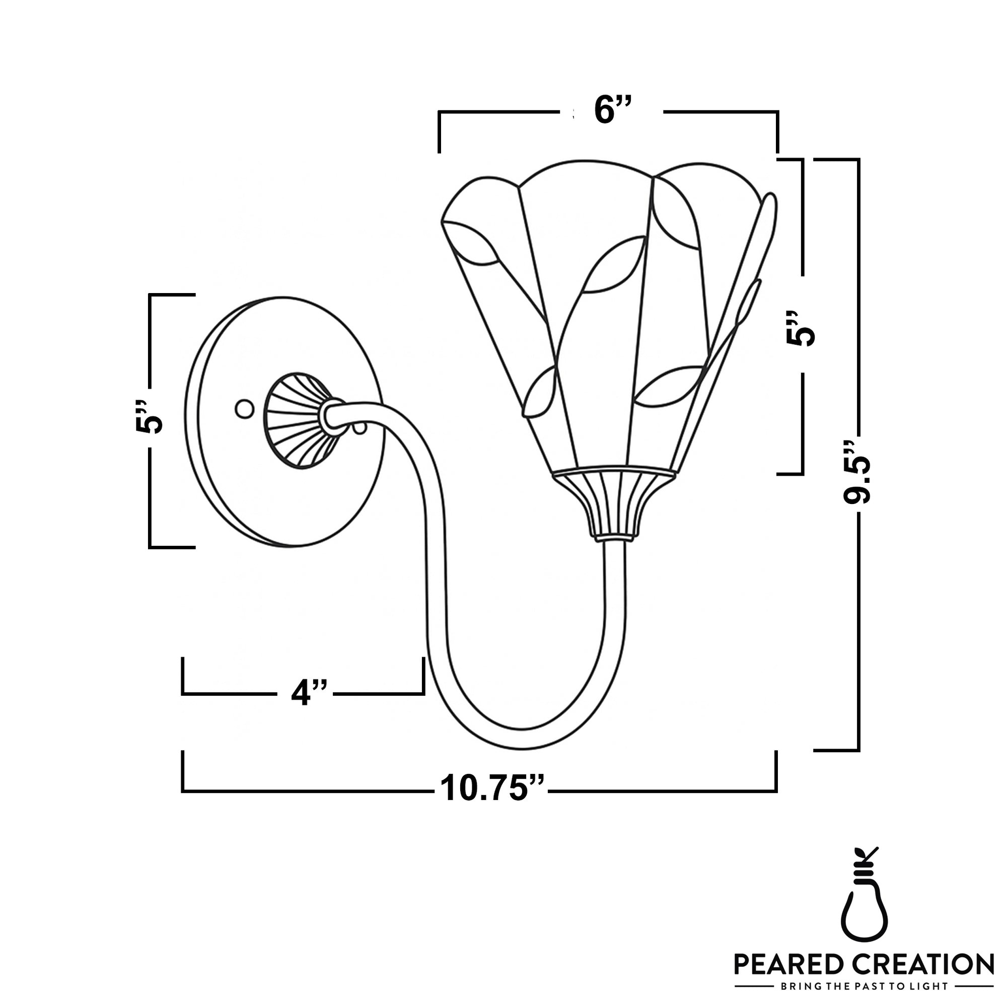 Wall-mounted sconce with two curved glass shades featuring leaf patterns, metal arm, and round backplate in black finish. - SCONCE MODEL NO. 1053