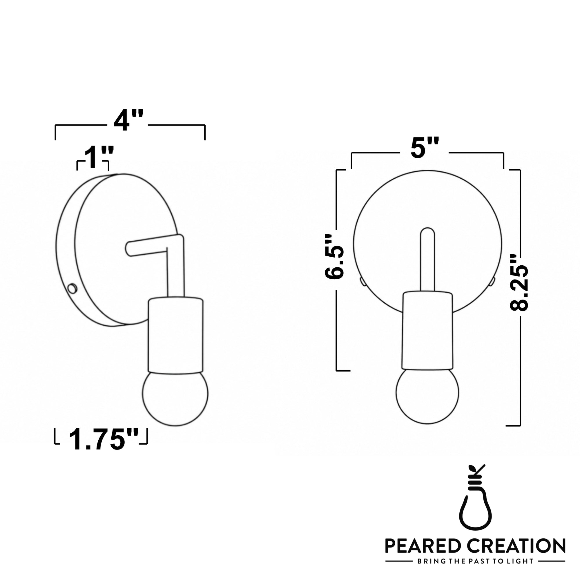 Matte black Scandinavian-style wall sconce with round backplate and exposed bulb holder. - SCONCE MODEL NO. 5480