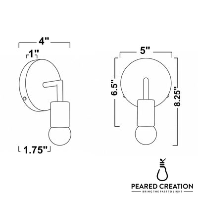 Matte black Scandinavian-style wall sconce with round backplate and exposed bulb holder. - SCONCE MODEL NO. 5480