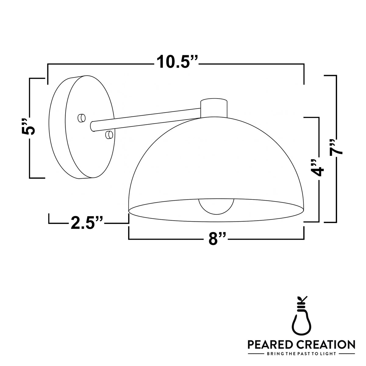 Wall-mounted sconce with dome-shaped cream shade and slim arm, 10.5 inches wide. - SCONCE MODEL NO. 2946
