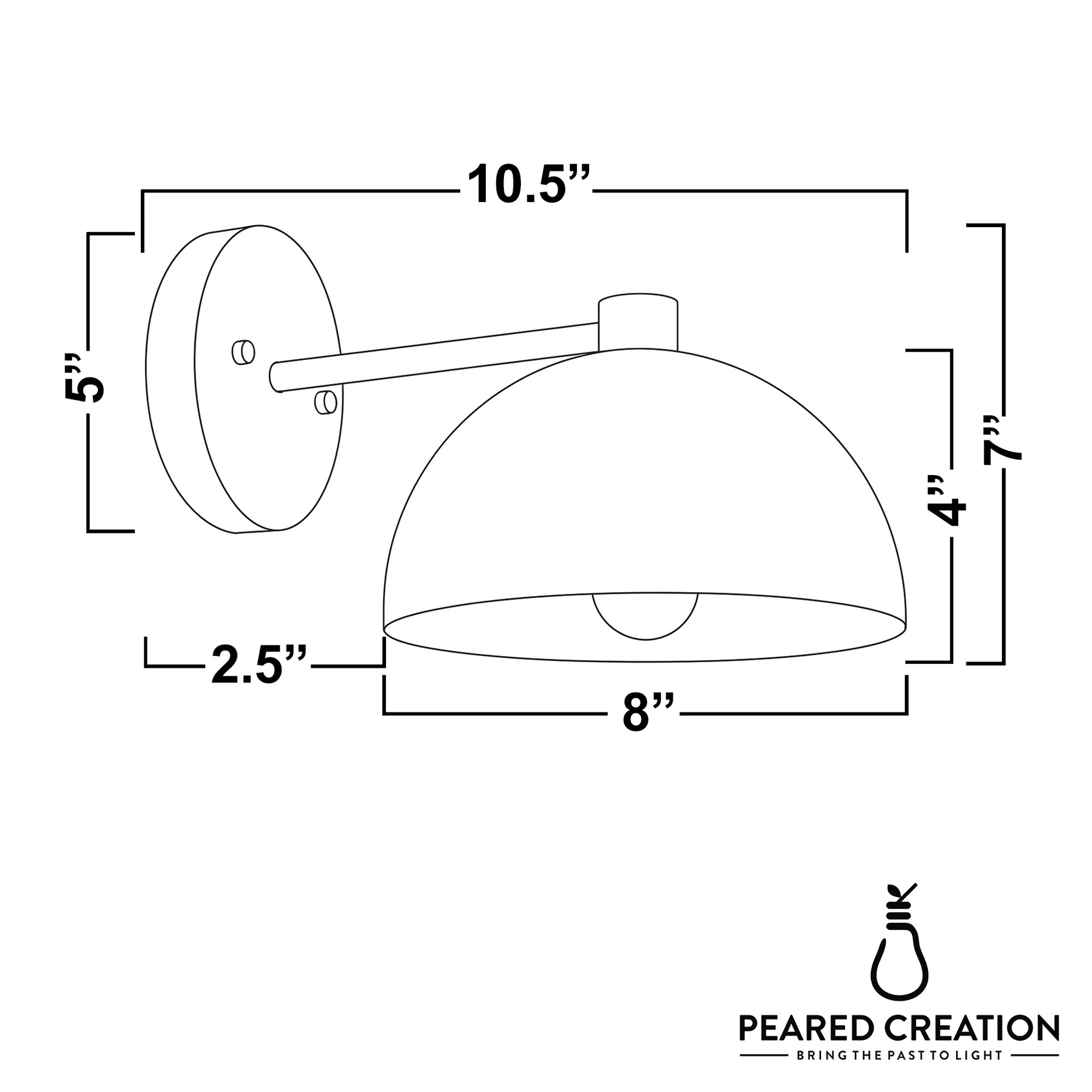 Wall-mounted sconce with dome-shaped cream shade and slim arm, 10.5 inches wide. - SCONCE MODEL NO. 2946