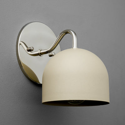 Polished nickel wall sconce with smooth cream dome shade and round backplate. - SCONCE MODEL NO. 9436