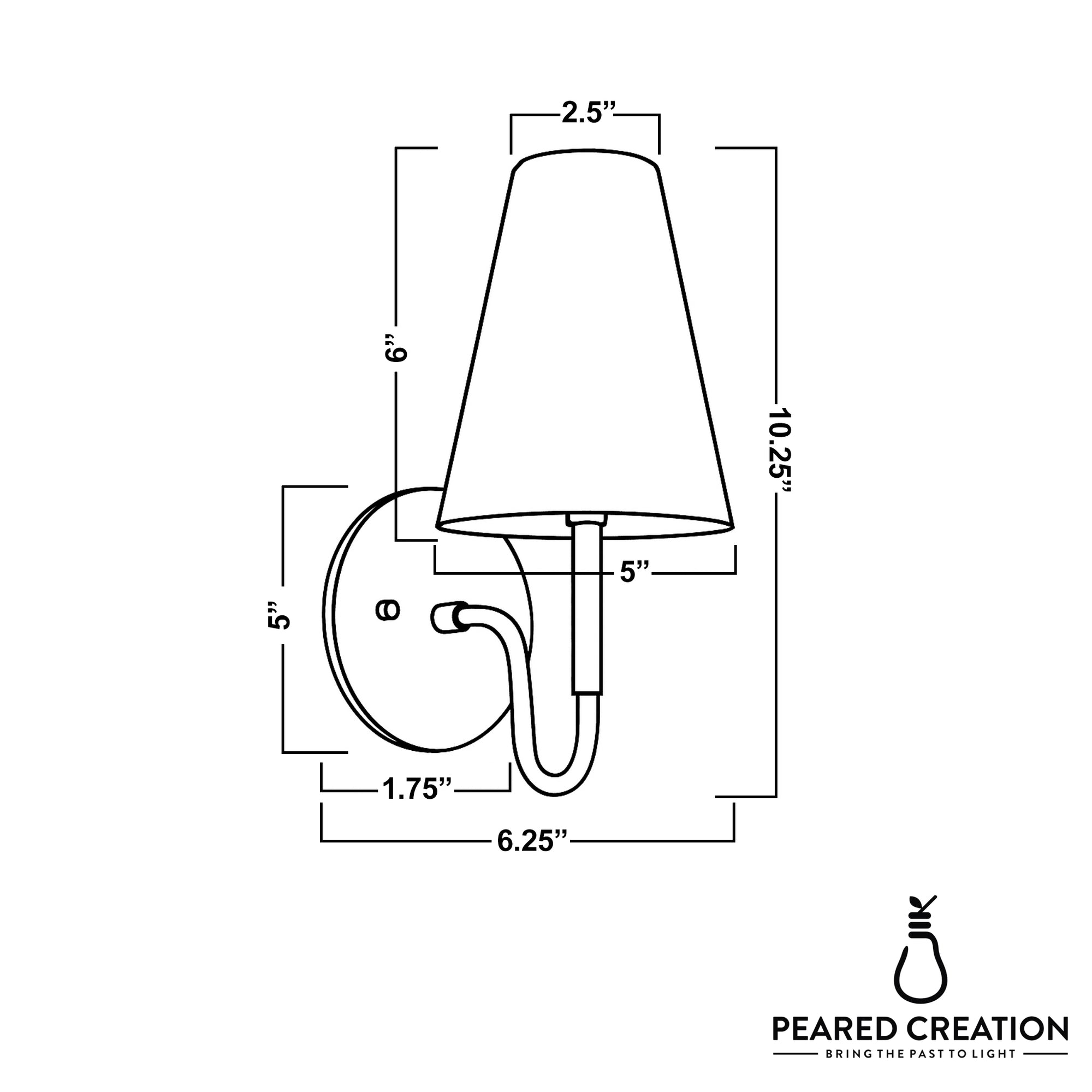 Wall sconce with tapered shade and curved arm extending from a round backplate with mounting holes. - SCONCE MODEL NO. 1699