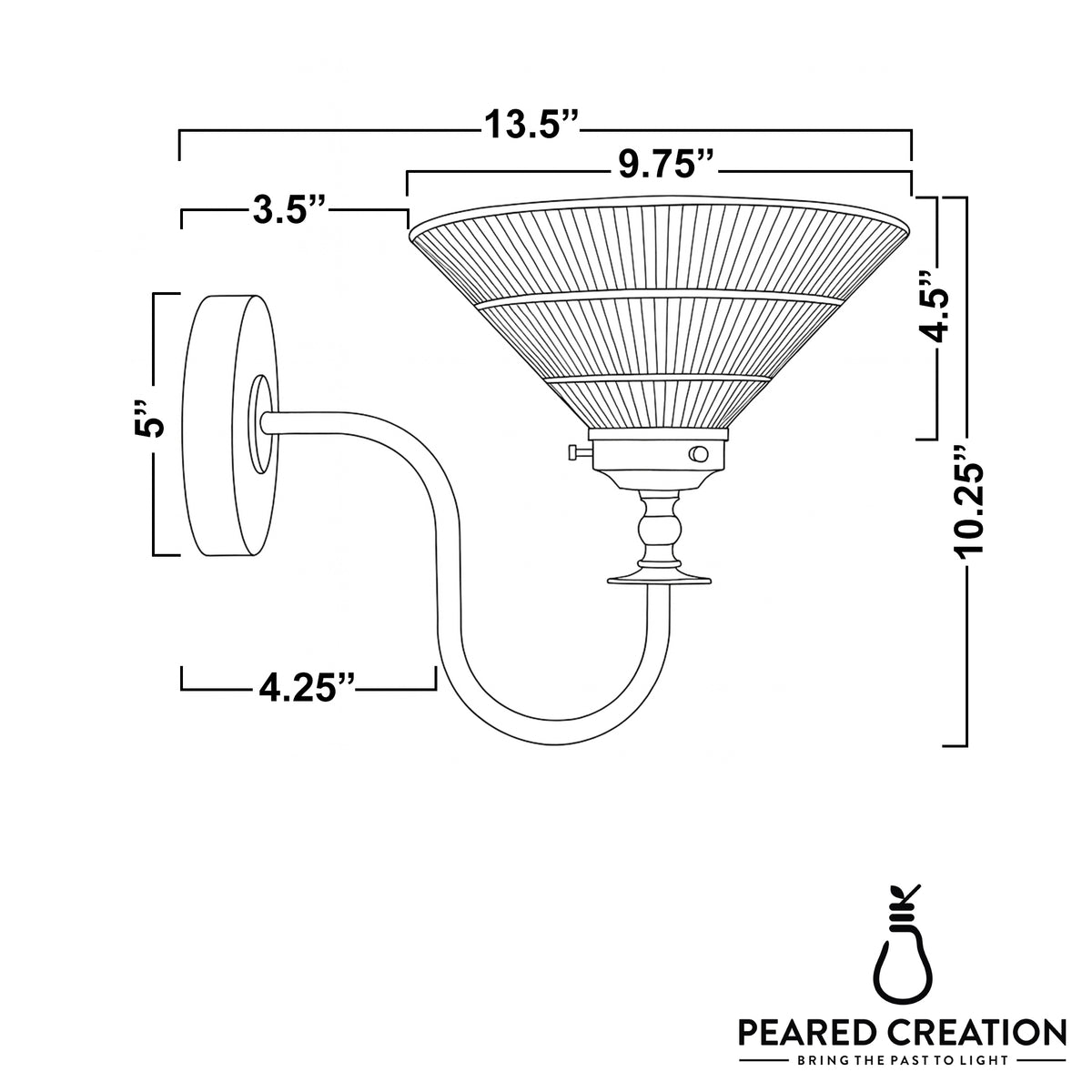 Wall-mounted sconce with fluted glass shade, curved metal arm, and round backplate in a classic design. - SCONCE MODEL NO. 8036