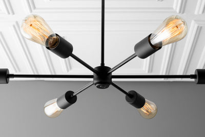 Six Bulb Chandelier - Black Ceiling Light Fixture - Edison Sputnik - Modern Industrial Lighting - Chandelier - Model No. 6673