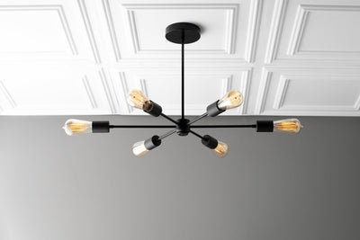 Six Bulb Chandelier - Black Ceiling Light Fixture - Edison Sputnik - Modern Industrial Lighting - Chandelier - Model No. 6673
