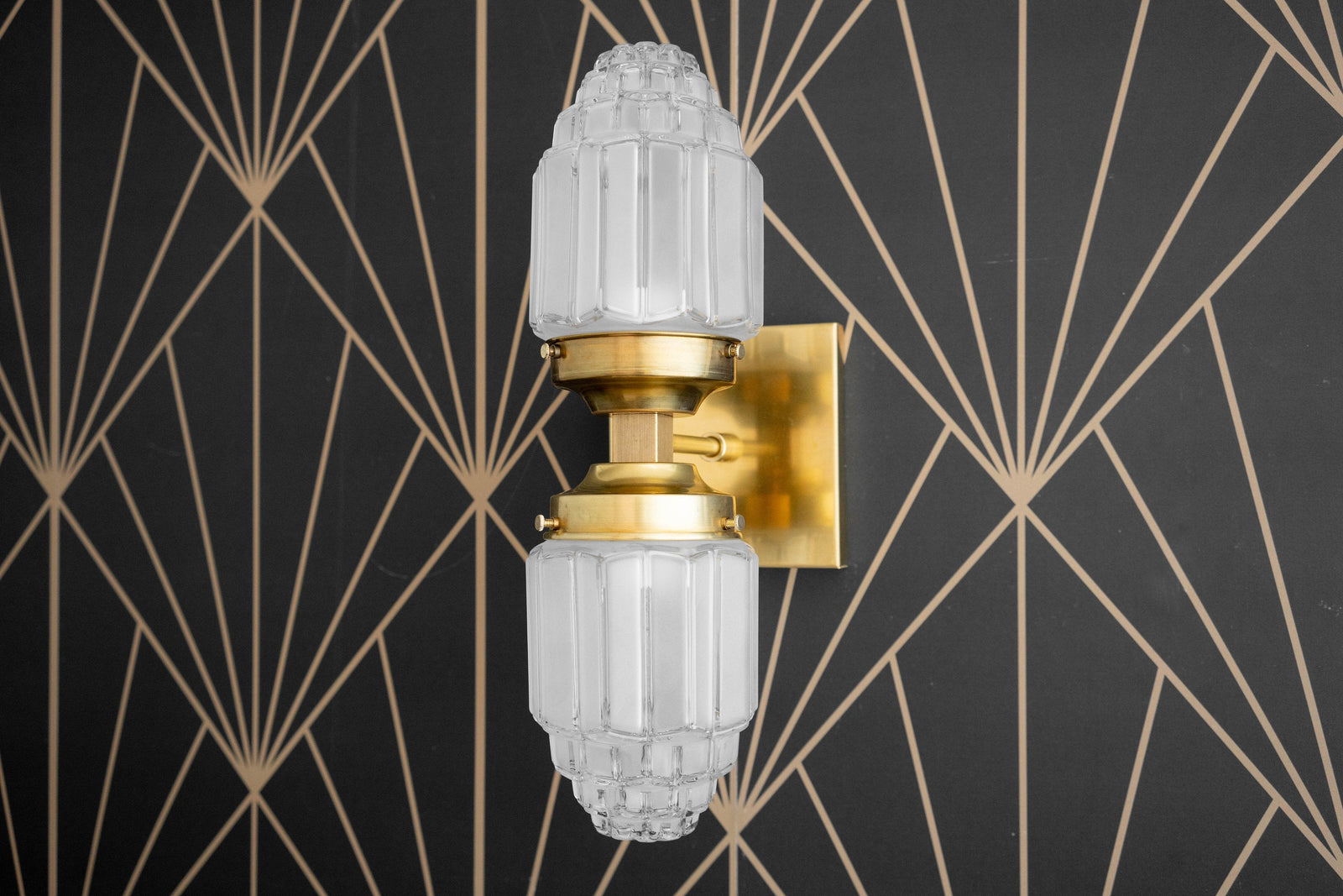 Deco Wall Sconce - Brass Sconce - Art Deco Globe - Wall Lamp - Art Deco Bathroom - Gold Wall Light - 1930s - Art Deco - Model No. 7180