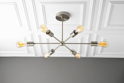Six Bulb Chandelier - Black Ceiling Light Fixture - Edison Sputnik - Modern Industrial Lighting - Chandelier - Model No. 6673