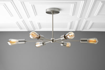 Six Bulb Chandelier - Black Ceiling Light Fixture - Edison Sputnik - Modern Industrial Lighting - Chandelier - Model No. 6673