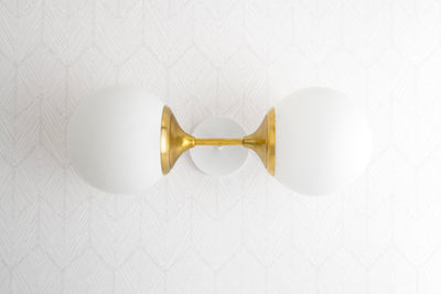 Double Globe Sconce - Modern Farmhouse - Bathroom Lighting - Hardwood Sconce - Wall Light - Model No. 3221