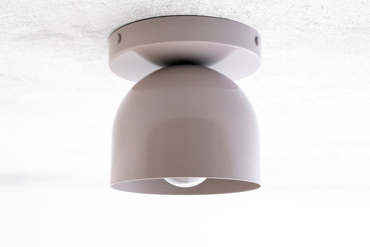 Matte gray flush mount ceiling light with smooth rounded shade and exposed bulb design. - CEILING LIGHT MODEL NO. 1107