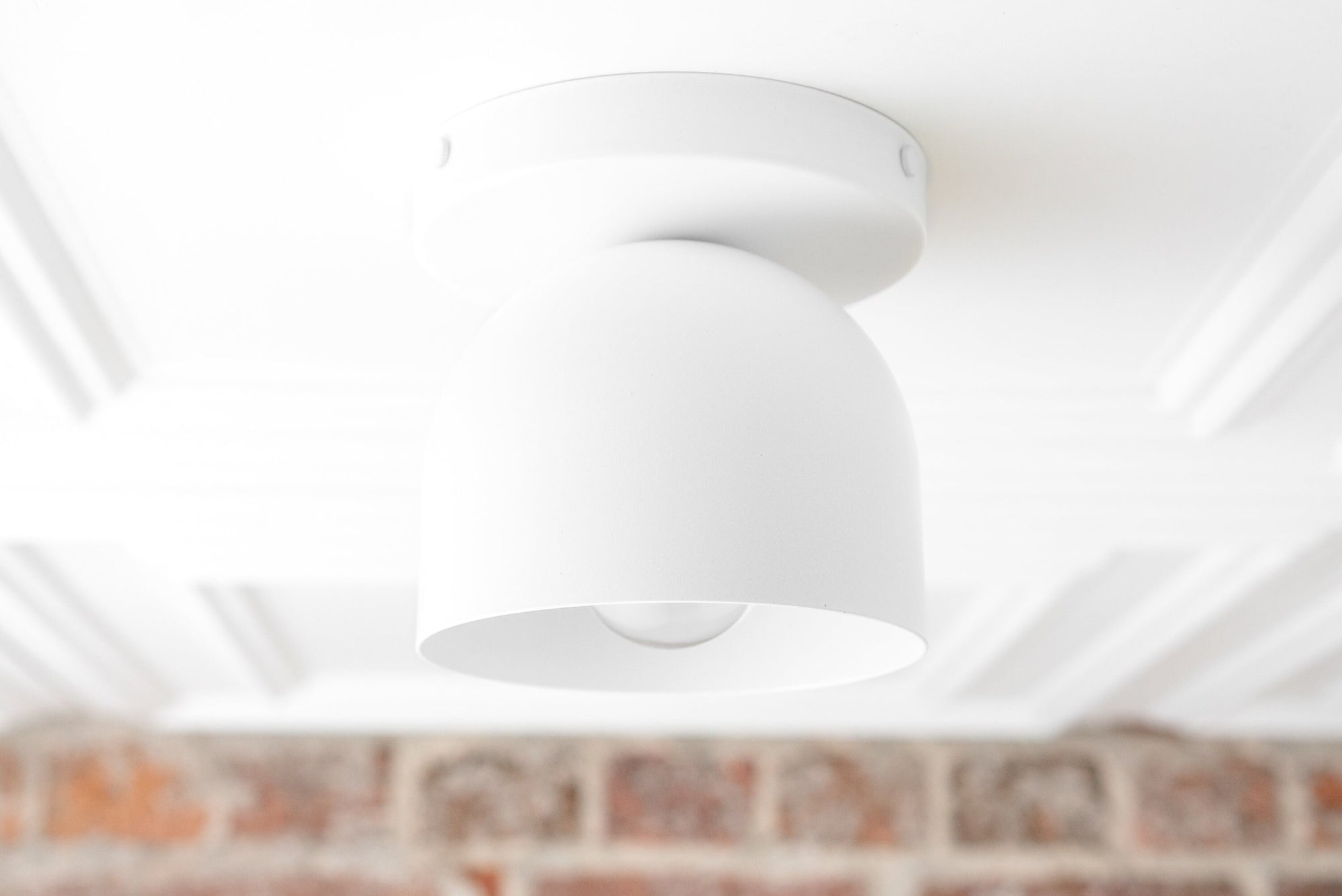White flush mount ceiling light with smooth, curved Scandinavian-style shade. - CEILING LIGHT MODEL NO. 1107