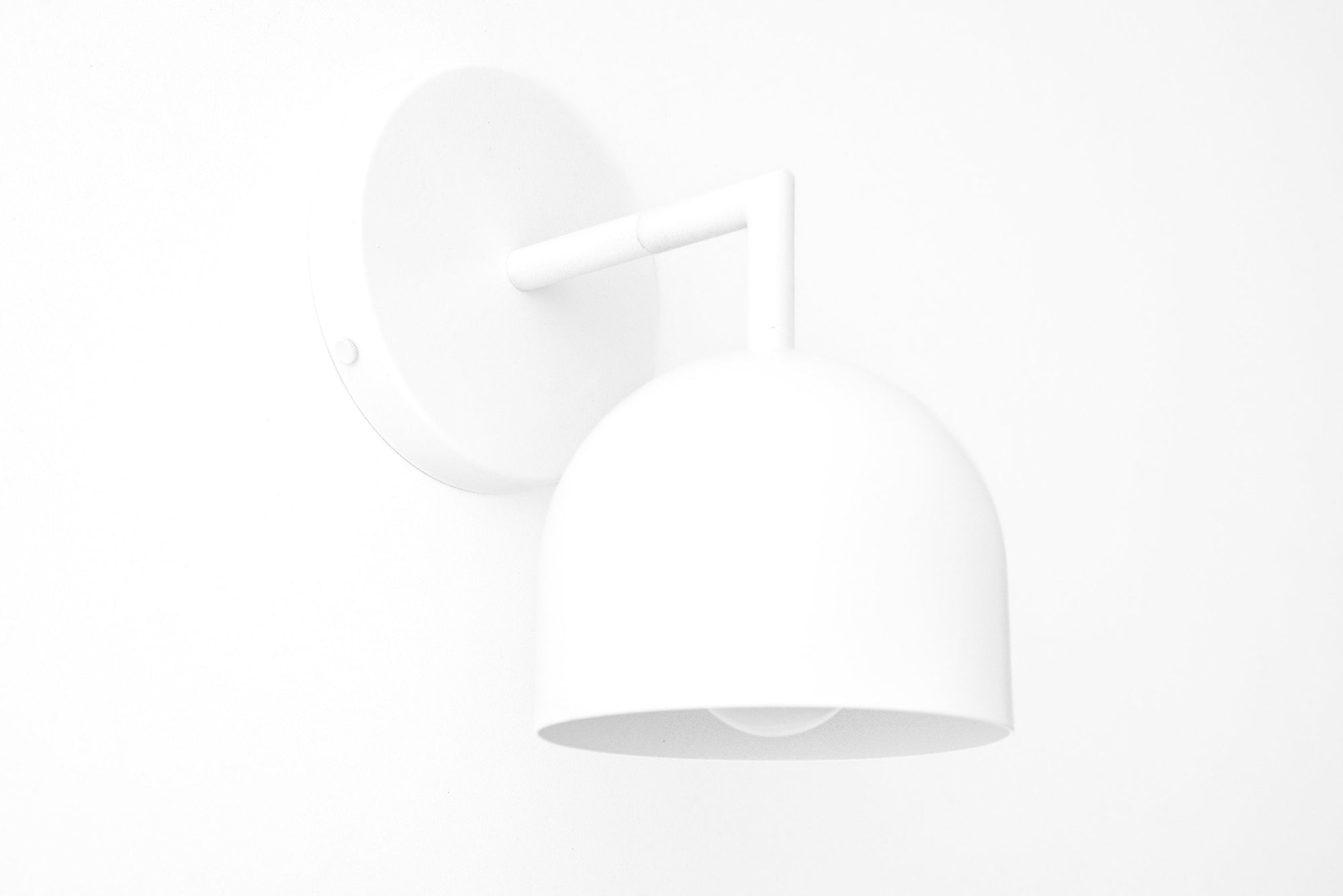 White semi-flush Art Deco sconce with smooth dome shade and minimalist wall mount. - SCONCE MODEL NO. 4250